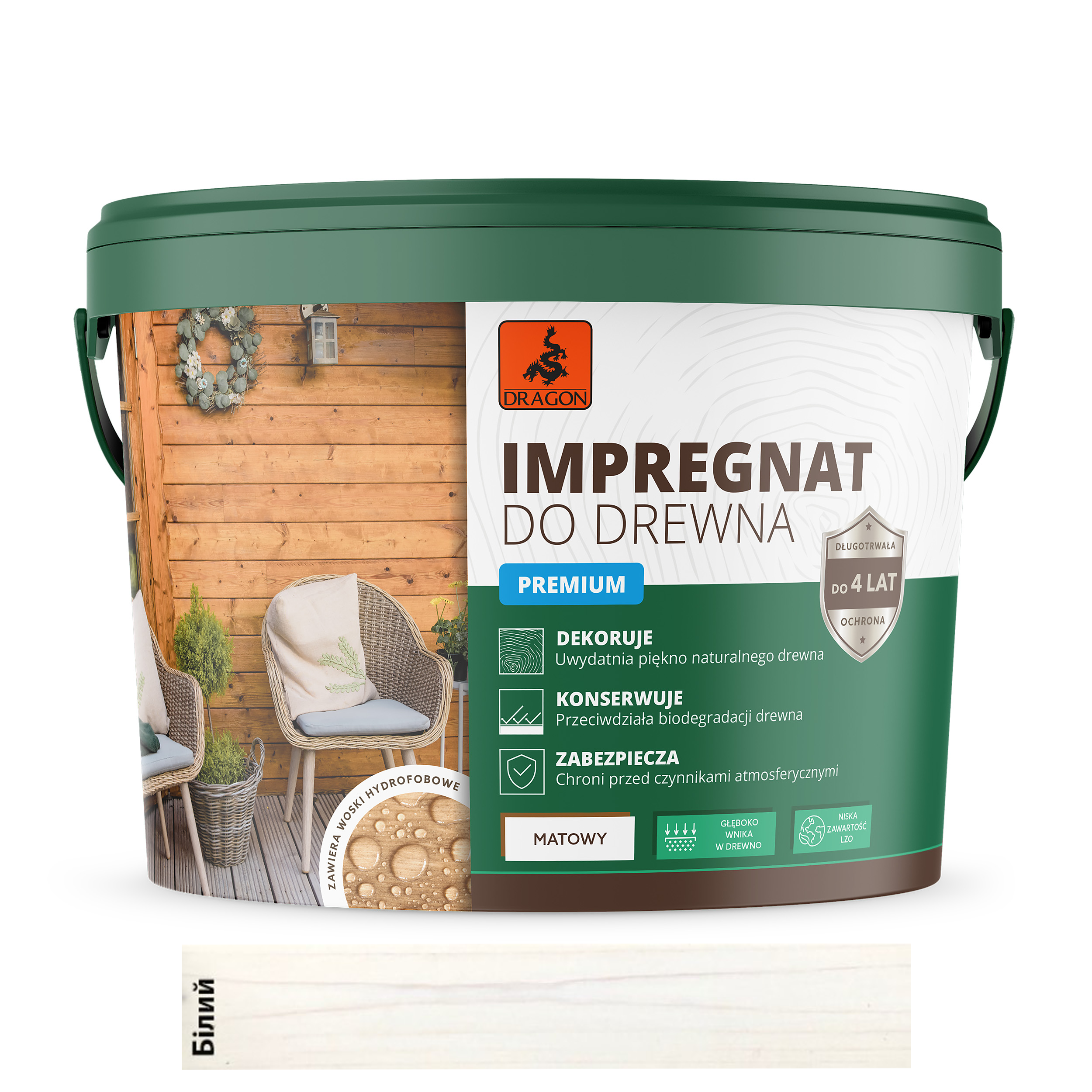 Импрегнат для дерева DRAGON 1 л Белый (10805867)