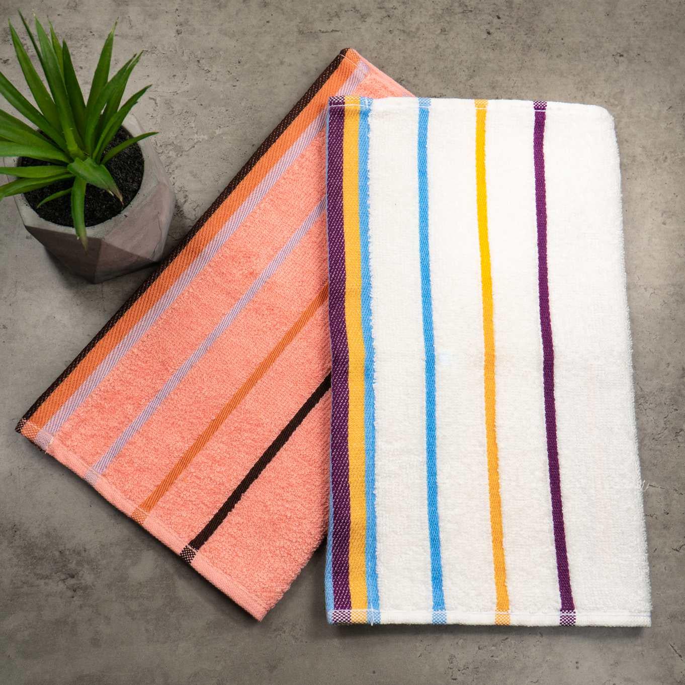 Набор махровых полотенец GM Textile Olive 400 г/м2 30x50/30x50 см 2 шт. Белый/Персиковый (nk-400-50-2pc-bk)