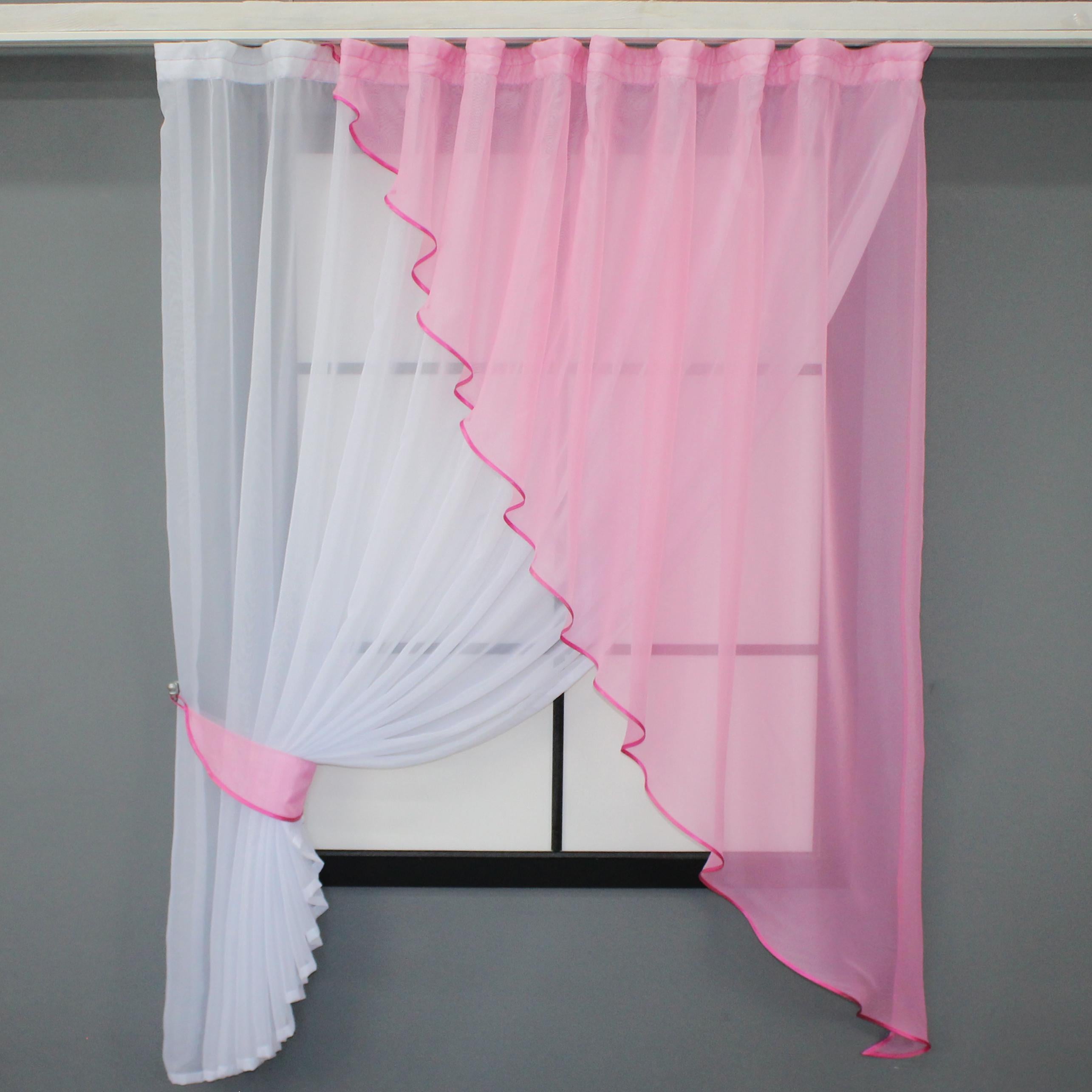 Занавеска кухонная VR-Textil № 069к 280х170 см Розовый/Белый (52-0782)