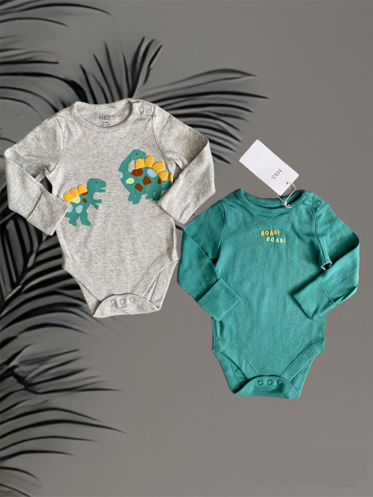 Боди M&S 3/6 мес 68 см 2 шт. Серо-зеленый (0012542)