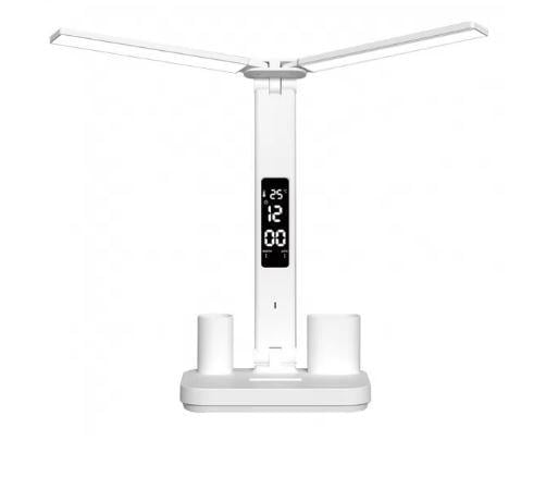 Світлодіодний настільний світильник Luxel 6W акумулятор/USB/лед екран/органайзер Білий (TL-16W)