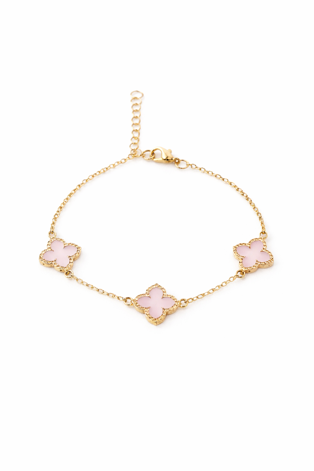 Браслет женский 3 цветка Gold/Pink (34060707)