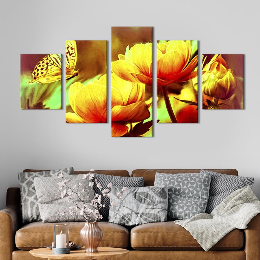 Картина на холсте Тюльпаны и бабочка 187x94 см (788-52)