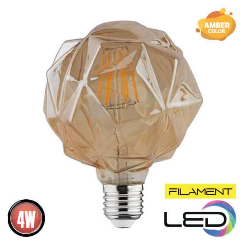 Лампа светодиодная (ретро) Horoz Electric RUSTIC CRYSTAL-4 4W Filament led 2200К E27 - фото 2