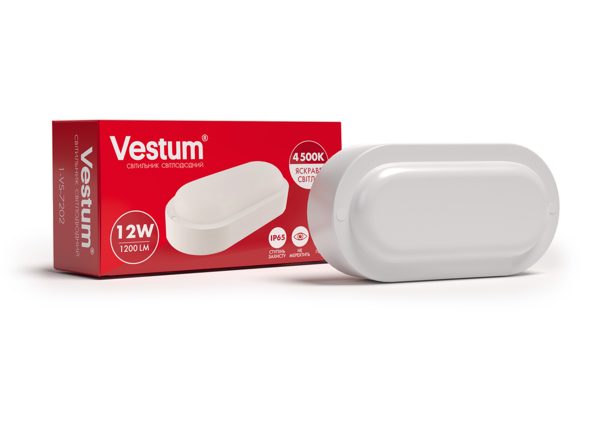 Светильник светодиодный овальный ЖКХ Vestum 12W 4500K 220V (1-VS-7202)