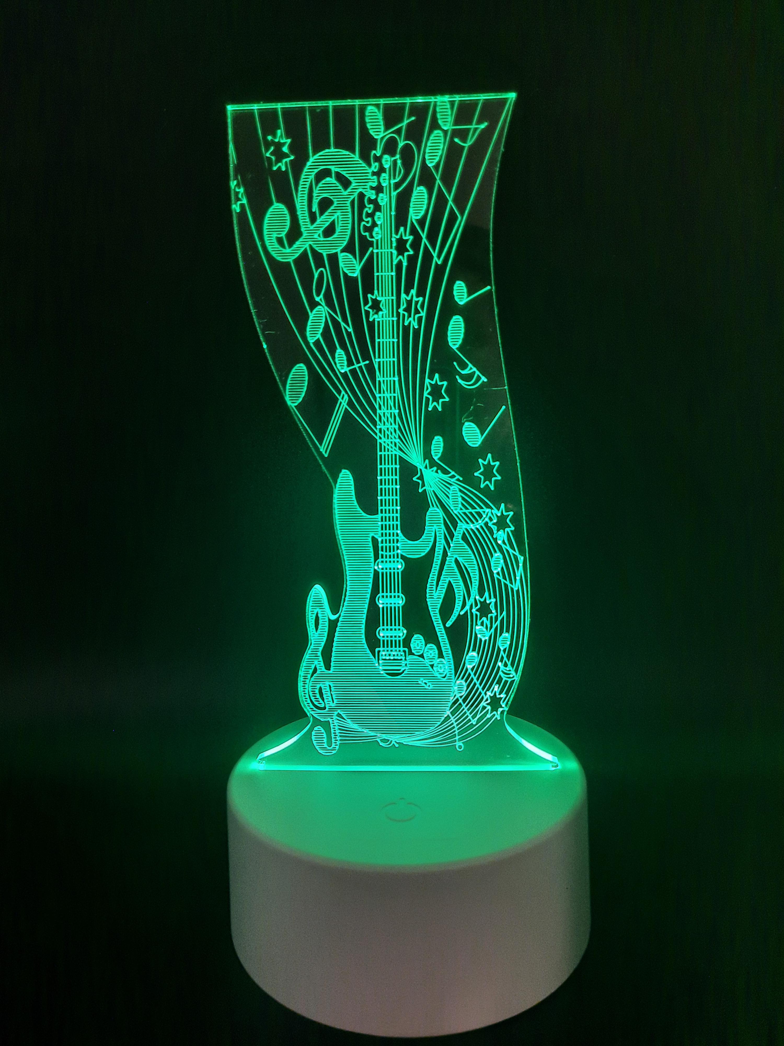 Ночник LED 3D Гитара с нотами 16 цветов - фото 6
