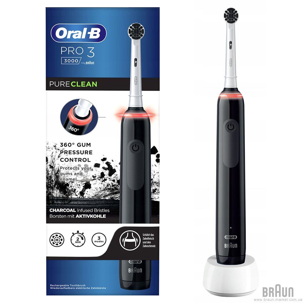 Зубная щетка Oral-B Pro 3 Pure Clean 3000 Black Charcoal