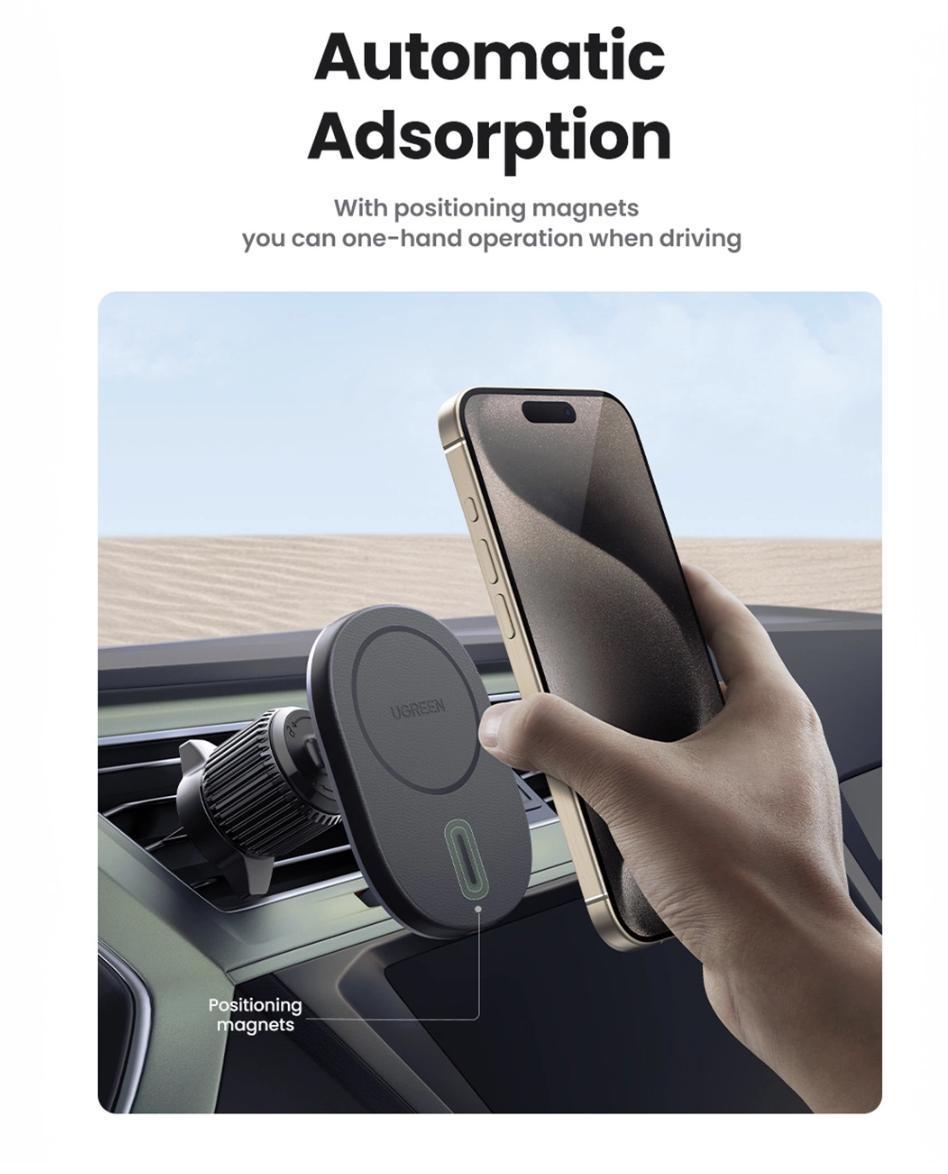 Держатель для телефона UGREEN W522 15W Black with MagSafe (2250884390) - фото 5