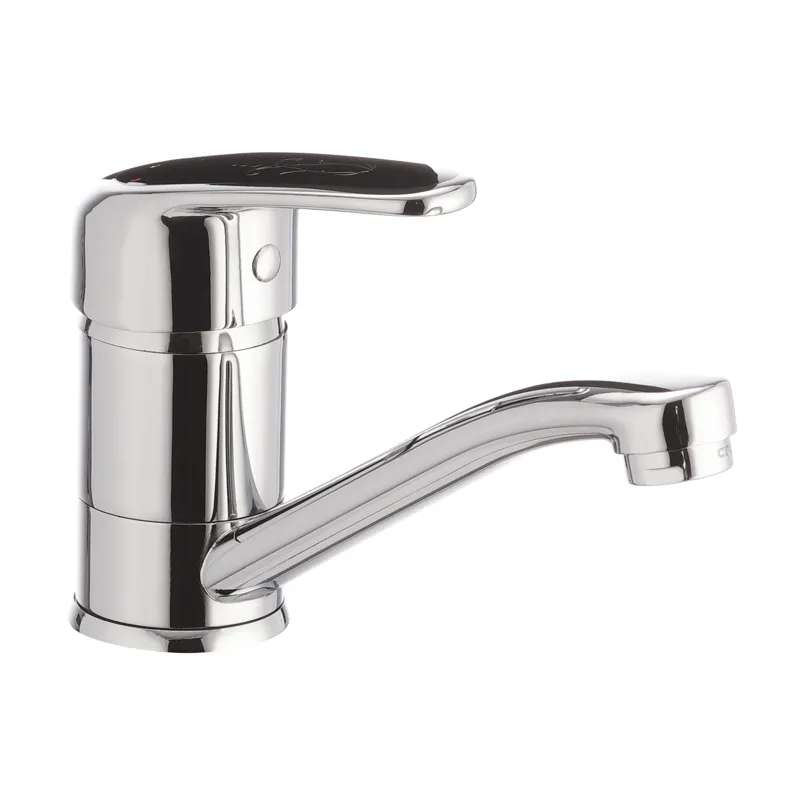 Смеситель для умывальника Cron Magic 555 излив 15 см с черной ручкой (CR0131)