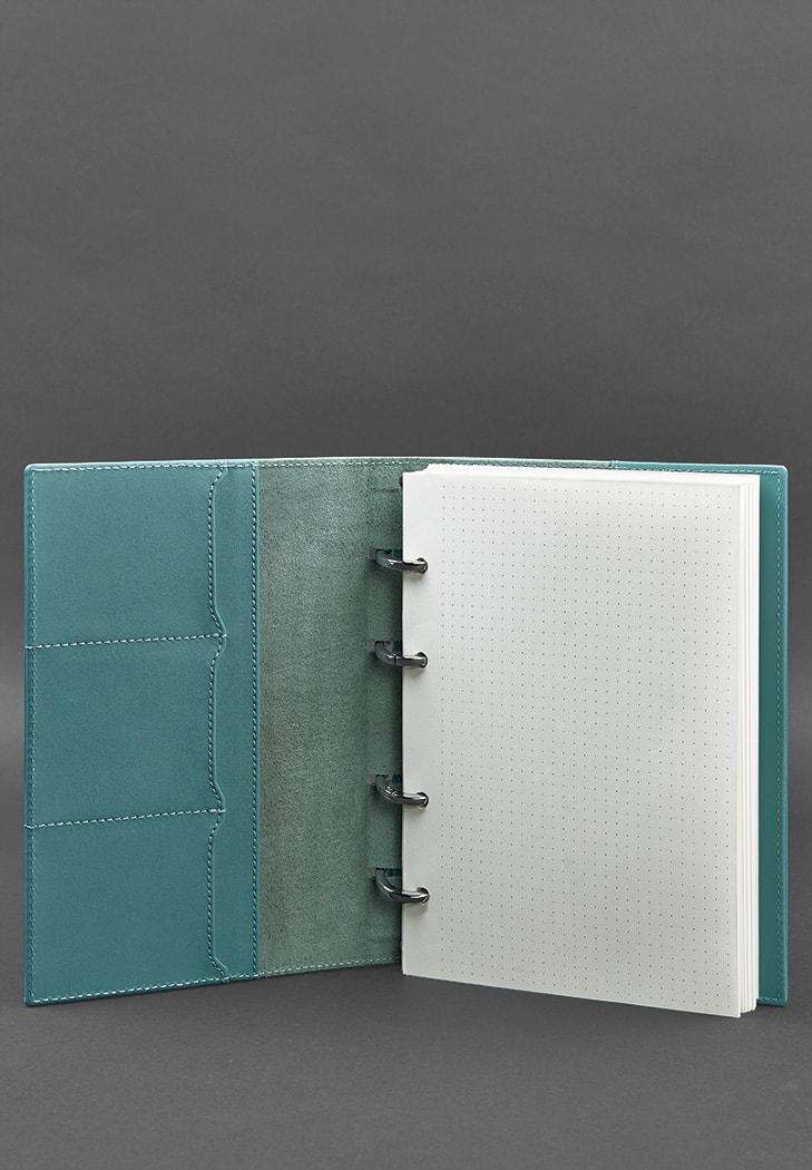 Блокнот шкіряний Софт-бук 9.0 на кільцях з твердою обкладинкою Бірюзовий (A-026824) - фото 6