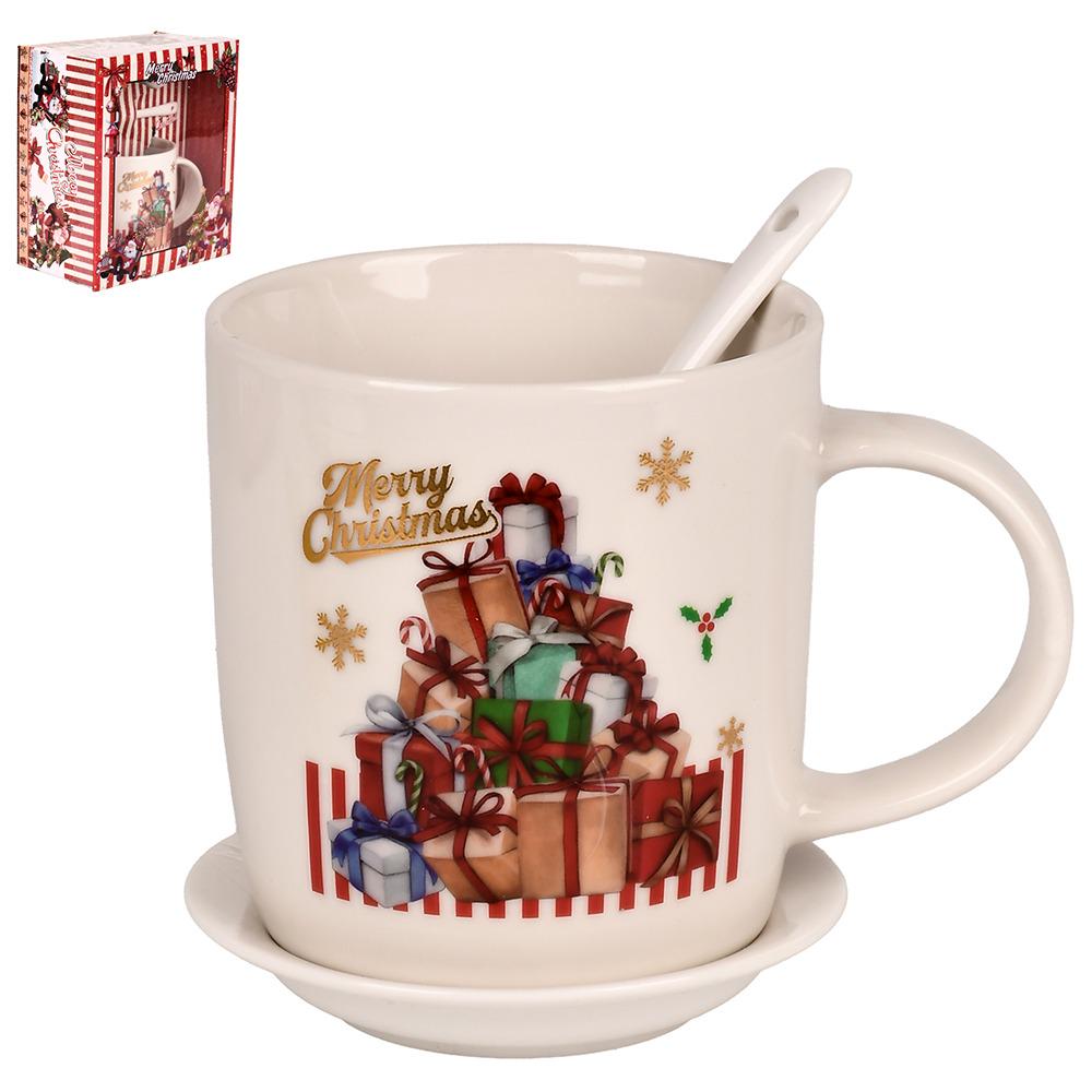 Чашка новогодняя с крышкой и ложкой R34131 Merry Christmas 380 мл Чашка новогодняя с крышкой и ложкой R34131 Merry Christmas 380 мл