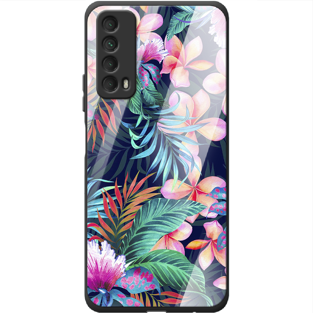 Чехол Boxface Huawei P Smart 2021 flowers in the tropics Черный силикон со стеклом (41133-up1971-41802)