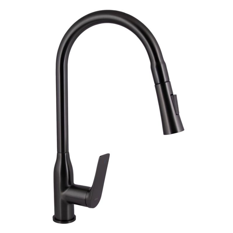 Змішувач для кухні Qtap Vlasta New QTVLA344GMB45647 з висувним виливом Gunmetal Black PVD (36712992)