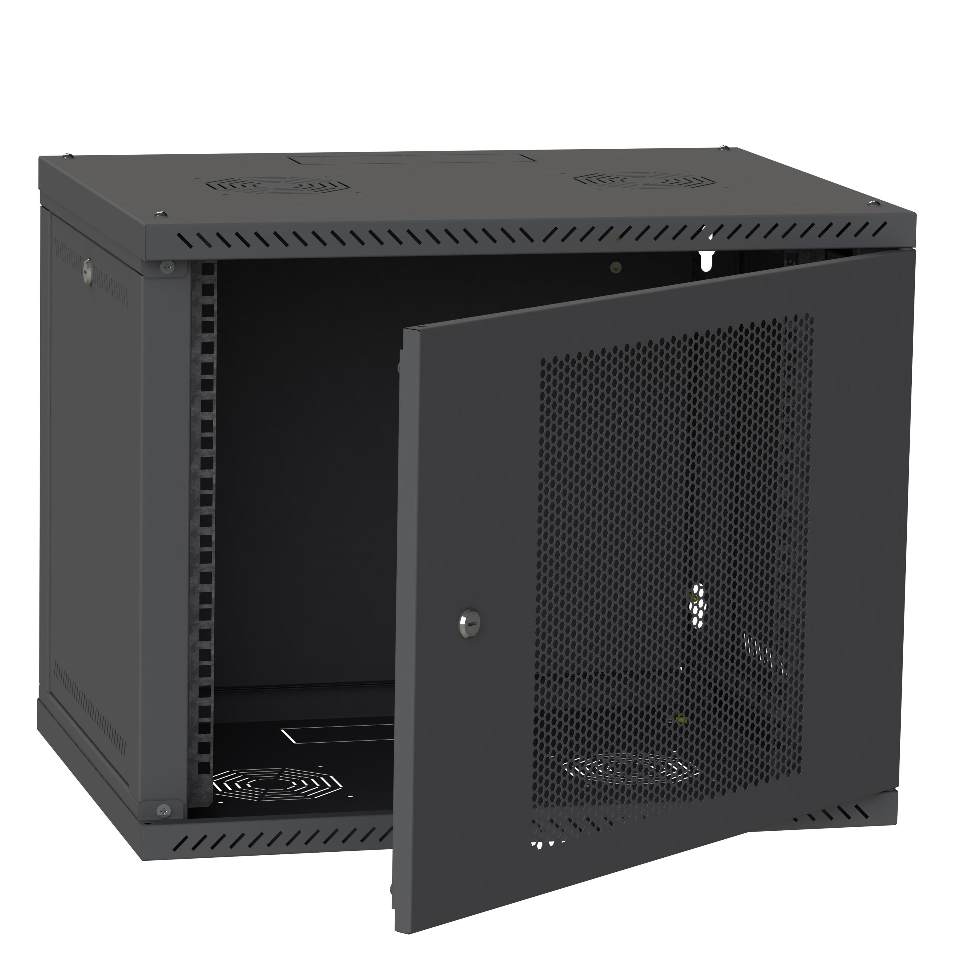 Шафа серверна розбірна перфорована 12U IP 19" 600x600 мм Чорний - фото 2