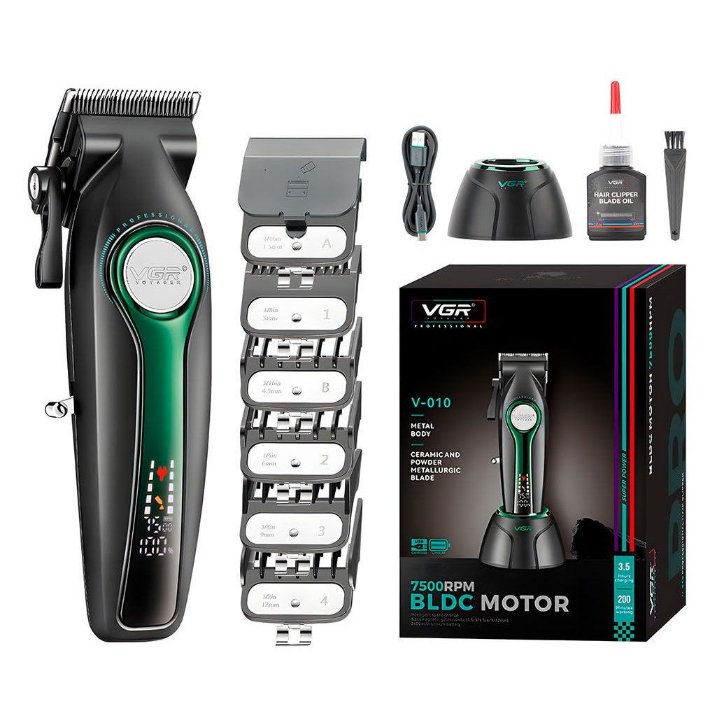 Машинка для стрижки VGR V-010 з насадками для голови/бороди/брів (401107)
