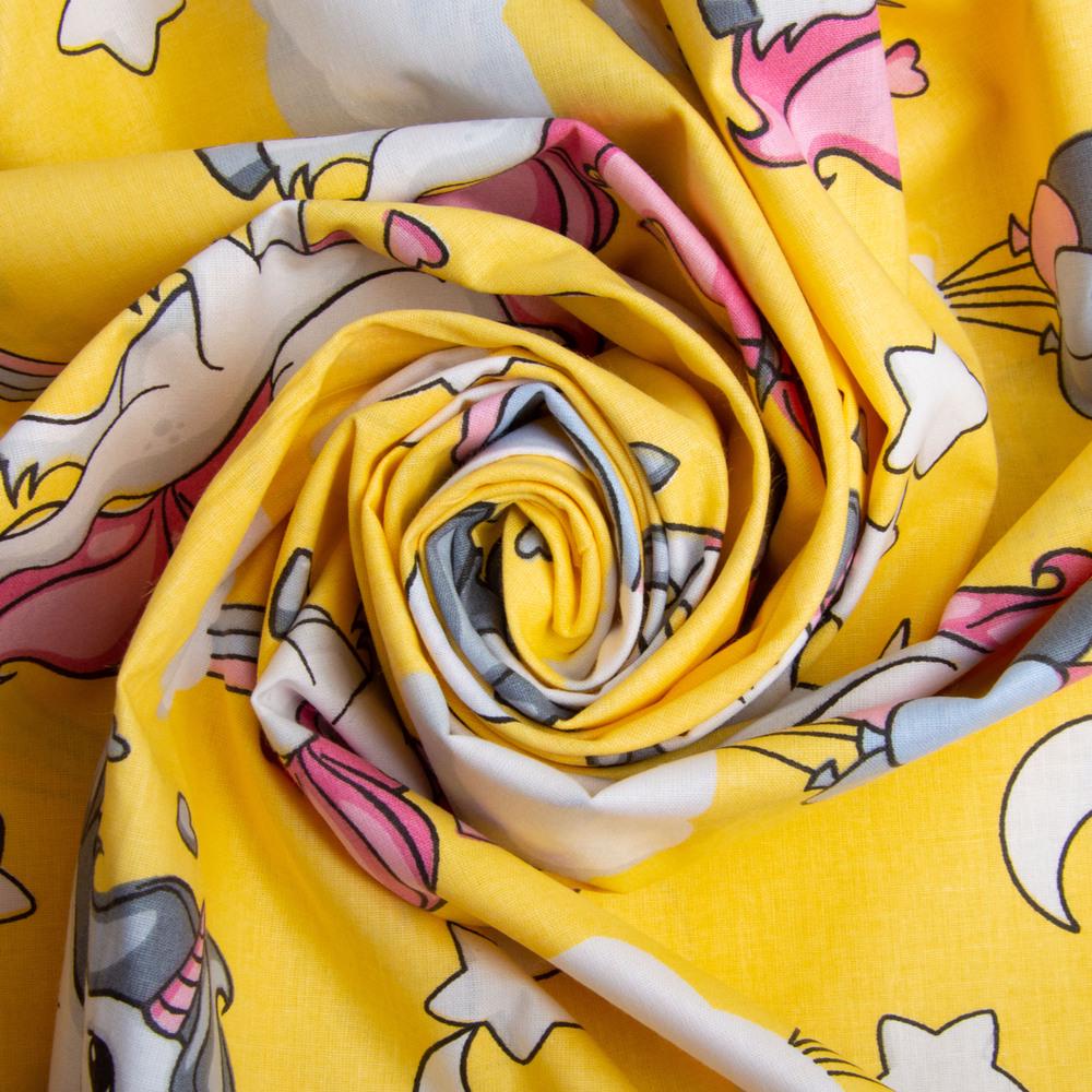 Ткань бязь ранфорс для постельного белья 8919 Единорог 130 гр/м2 240 см Желтый (25726)