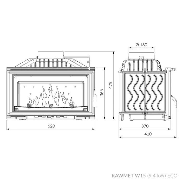 Топка камінна KAWMET W15 9,4kW (18925816) - фото 5