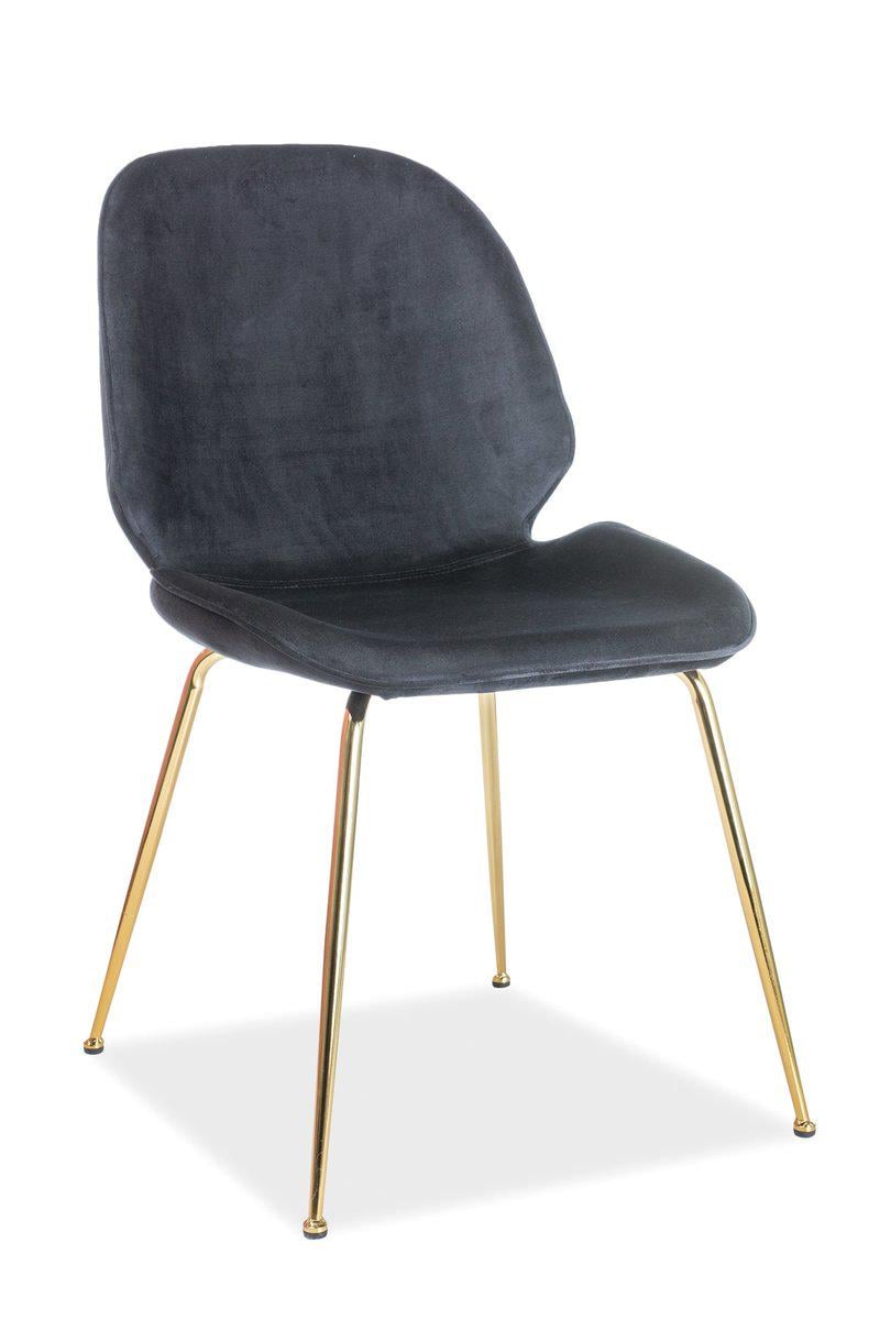 Стул кухонный Signal Adrien​​​​​​​ VELVET 870х500х420 мм (мягкий для кухни/гостиной/офиса) Металл/Ткань Бархат цвет Золотой/Черный (ADRIENVZC)