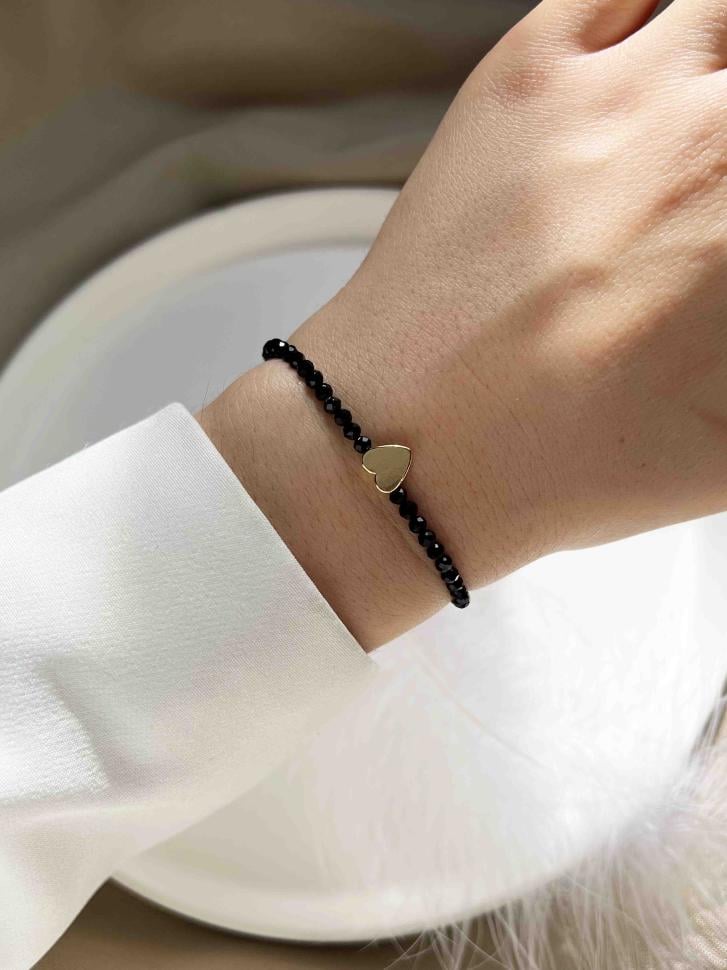 Браслет чорний з камінням шпинелі (4757)