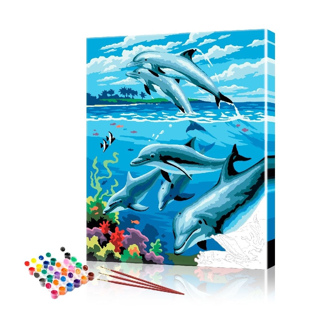 Картина по номерам ArtSale Стая дельфинов PBN0691 40х50 см