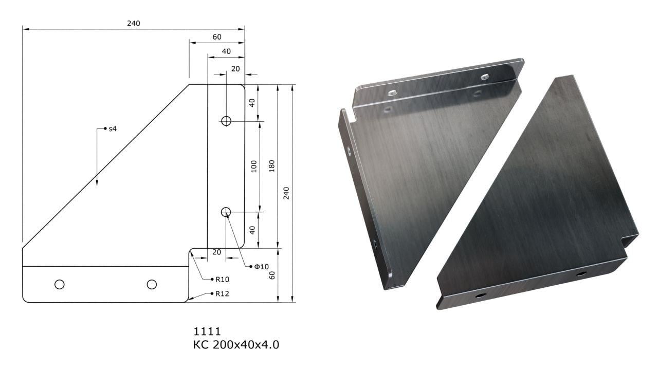 Косынка для усиления болтовая 200х200 40х4 мм (2634487840/К1111) - фото 2 Косынка для усиления болтовая 200х200 40х4 мм (2634487840/К1111) - фото 2