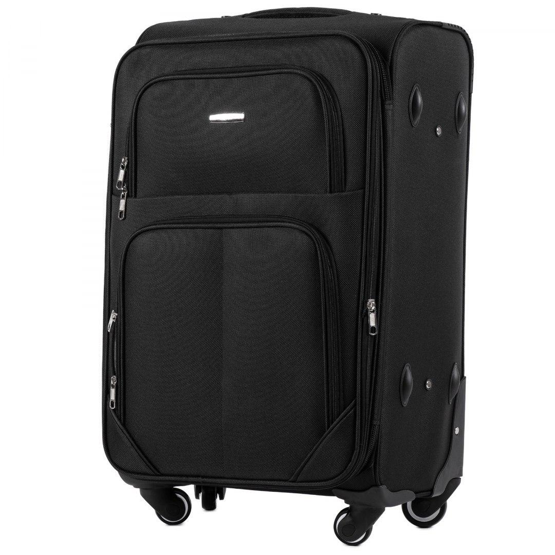 Чемодан тканевый Wings 214 средний на 4 колесах 66х43х28 см 72 л Черный