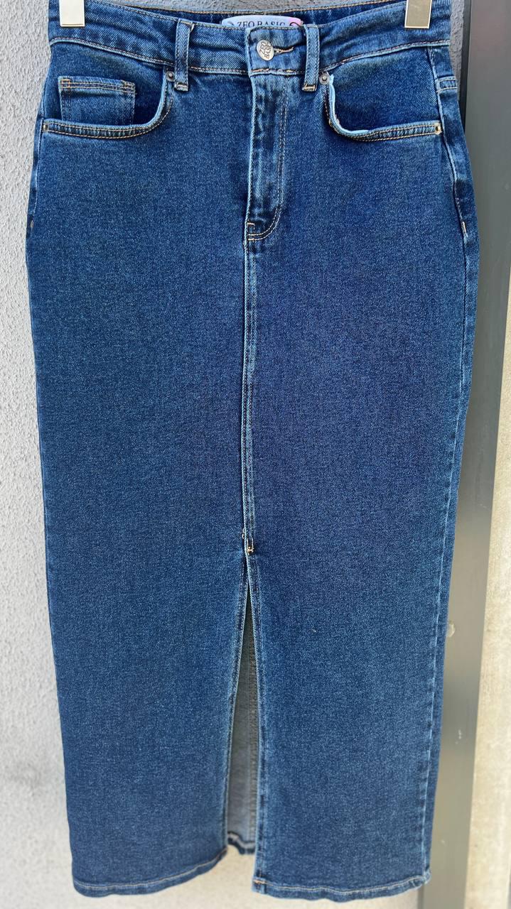 Спідниця жіноча Zeo Basic 3805 джинсова розріз з попереду довга стрейчева р. 34 Синій (1156) - фото 2 Спідниця жіноча Zeo Basic 3805 джинсова розріз з попереду довга стрейчева р. 34 Синій (1156) - фото 2