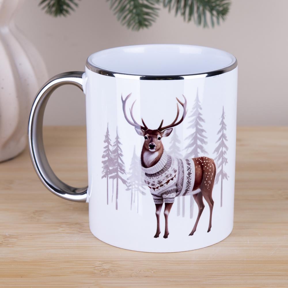 Чашка с серебряным ободком Олень 330 мл 4541-6)