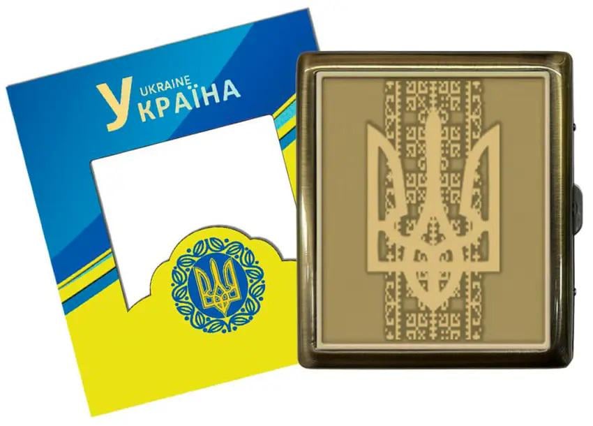 Портсигар Украина Герб Gold на 20 сигарет (YH-17)