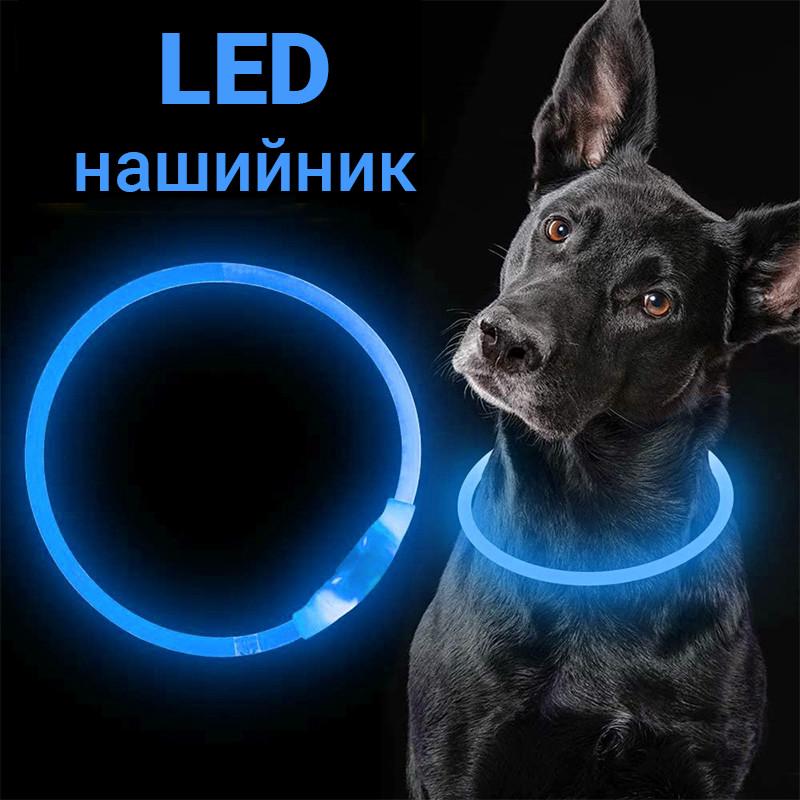 Ошейник iPets LC-01 с LED свечением L Голубой - фото 3