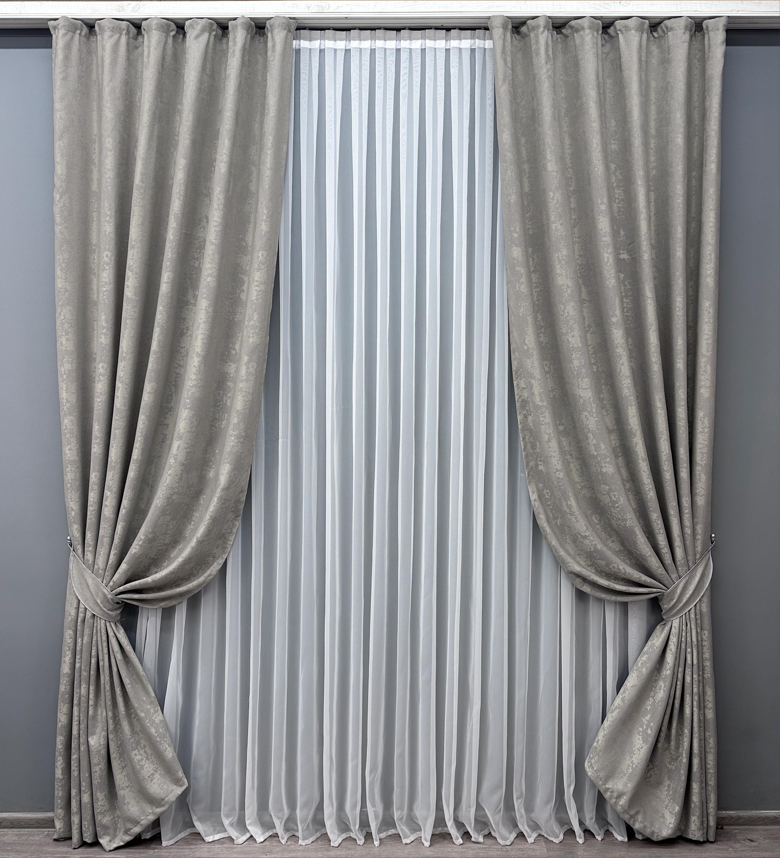 Комплект штор VR-Textil Sultan № 869ш жаккард 150х290 см 2 шт. Светло-серый (33-0639 )