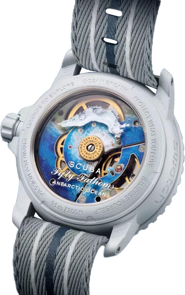 Наручные часы Swatch Blancpain Bioceramic Scuba Fifty Fathoms Collection Antarctic Ocean (SO35S100) - фото 2
