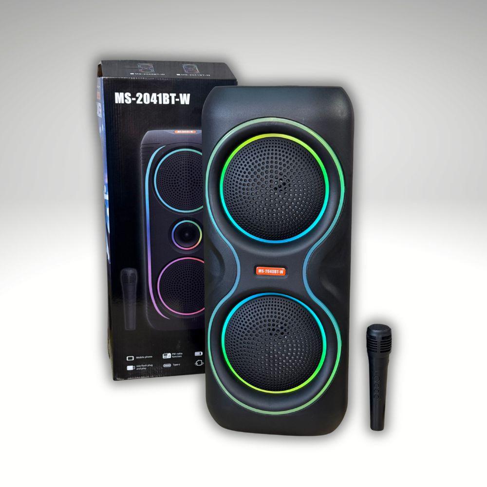 Колонка портативна Bluetooth MS-2040BT-W 50 Вт з бездротовим мікрофоном/RGB підсвіткою/USB/TF/вбудованим акумулятором (32926262) Колонка портативна Bluetooth MS-2040BT-W 50 Вт з бездротовим мікрофоном/RGB підсвіткою/USB/TF/вбудованим акумулятором (32926262)