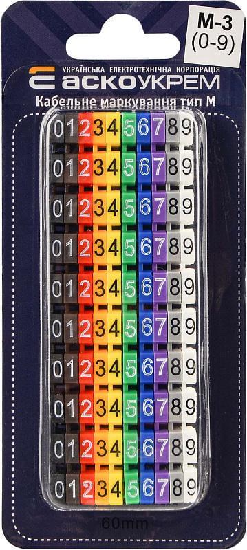 Комплект маркування кабельного АСКО-УКРЕМ тип М-3 "0-9" Різнокольоровий (A0150080070) Комплект маркування кабельного АСКО-УКРЕМ тип М-3 "0-9" Різнокольоровий (A0150080070)