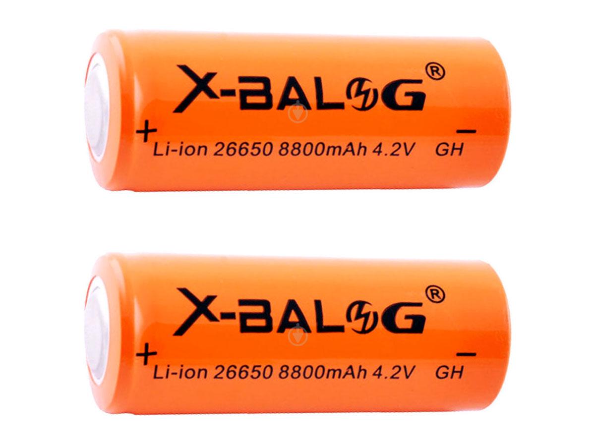 Акумулятор X-BALOG 26650 8800 mAh Li-Ion 4.2V з захистом 2 шт. Помаранчевий (23599928)