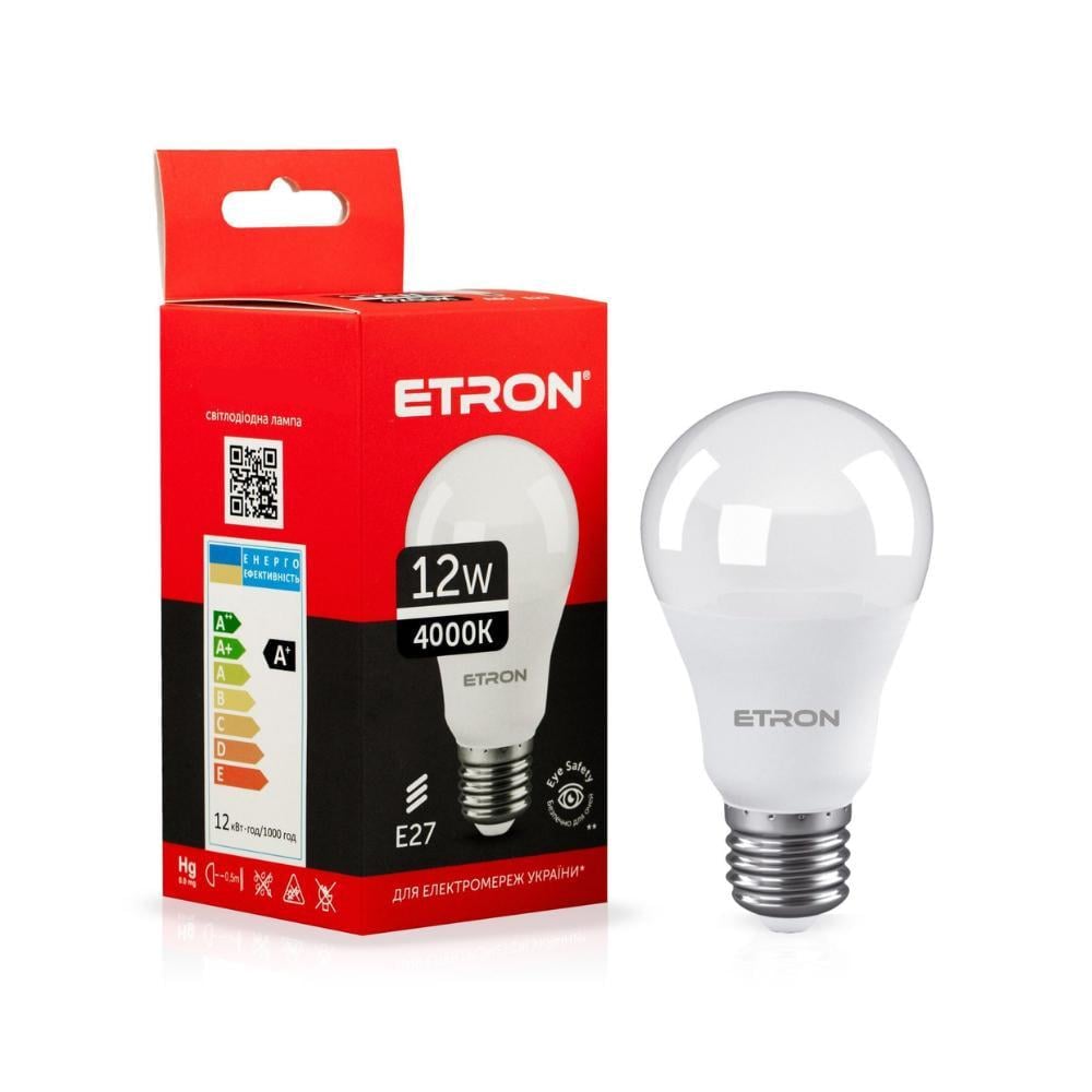 Лампа LED ETRON A60 12W 4000K E27 Light