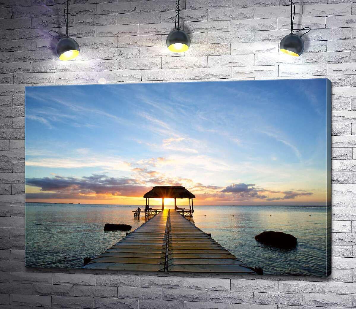 Картина ArtPoster Вечернее солнце светит сквозь беседку на причале 130x87 см Модуль №1 (002576) Картина ArtPoster Вечернее солнце светит сквозь беседку на причале 130x87 см Модуль №1 (002576)