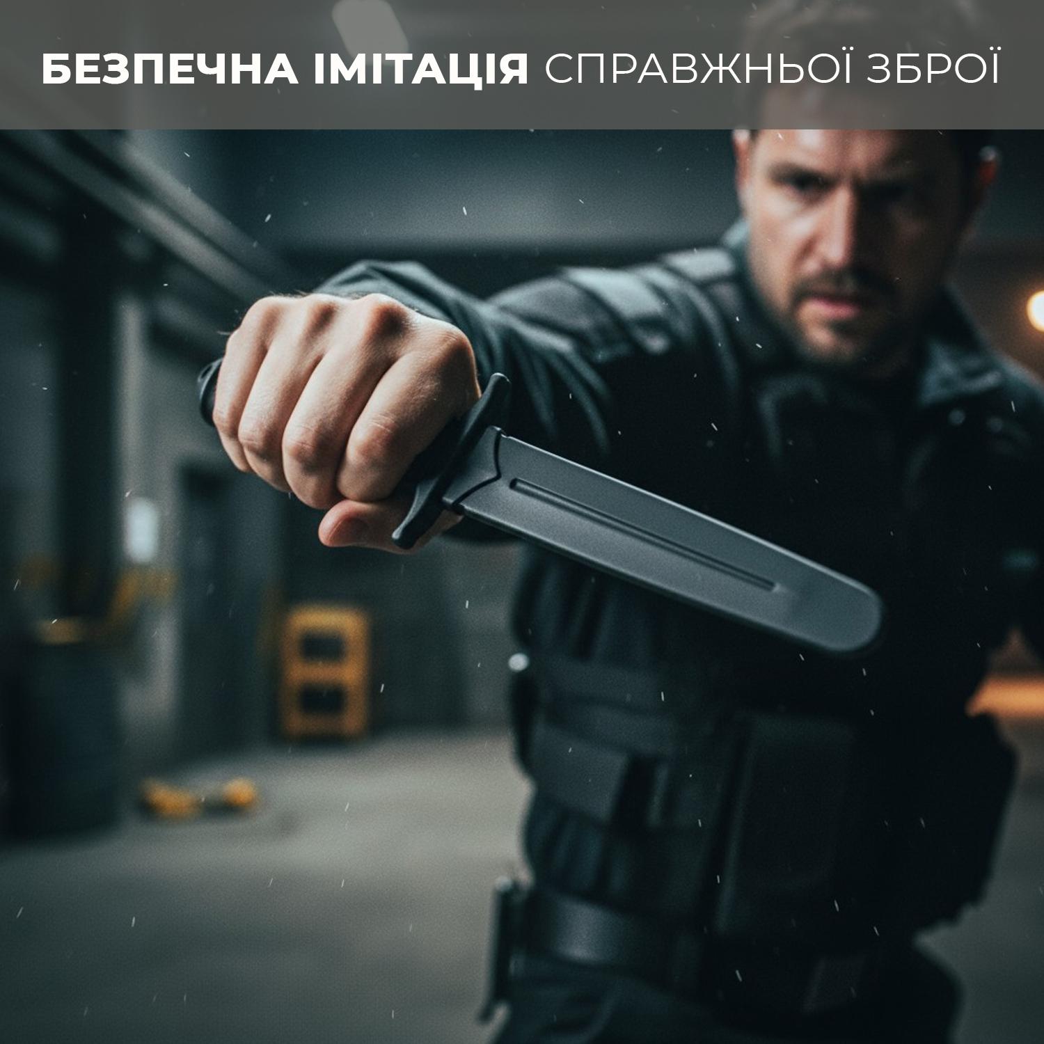 Нож тренировочный Univerza обоюдоострый из полипропилена Черный - фото 7