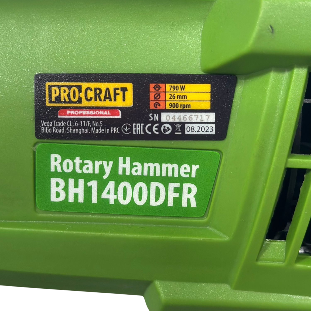 Перфоратор електричний ProCraft BH-1400 DFR 3,0 Дж прямий SDS Plus змінний патрон (014002) - фото 5 Перфоратор електричний ProCraft BH-1400 DFR 3,0 Дж прямий SDS Plus змінний патрон (014002) - фото 5