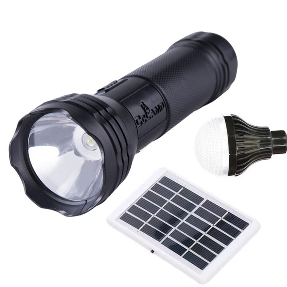 Ліхтар ручний Solar Camping Kit CL-038 з сонячною панеллю та USB Чорний - фото 2