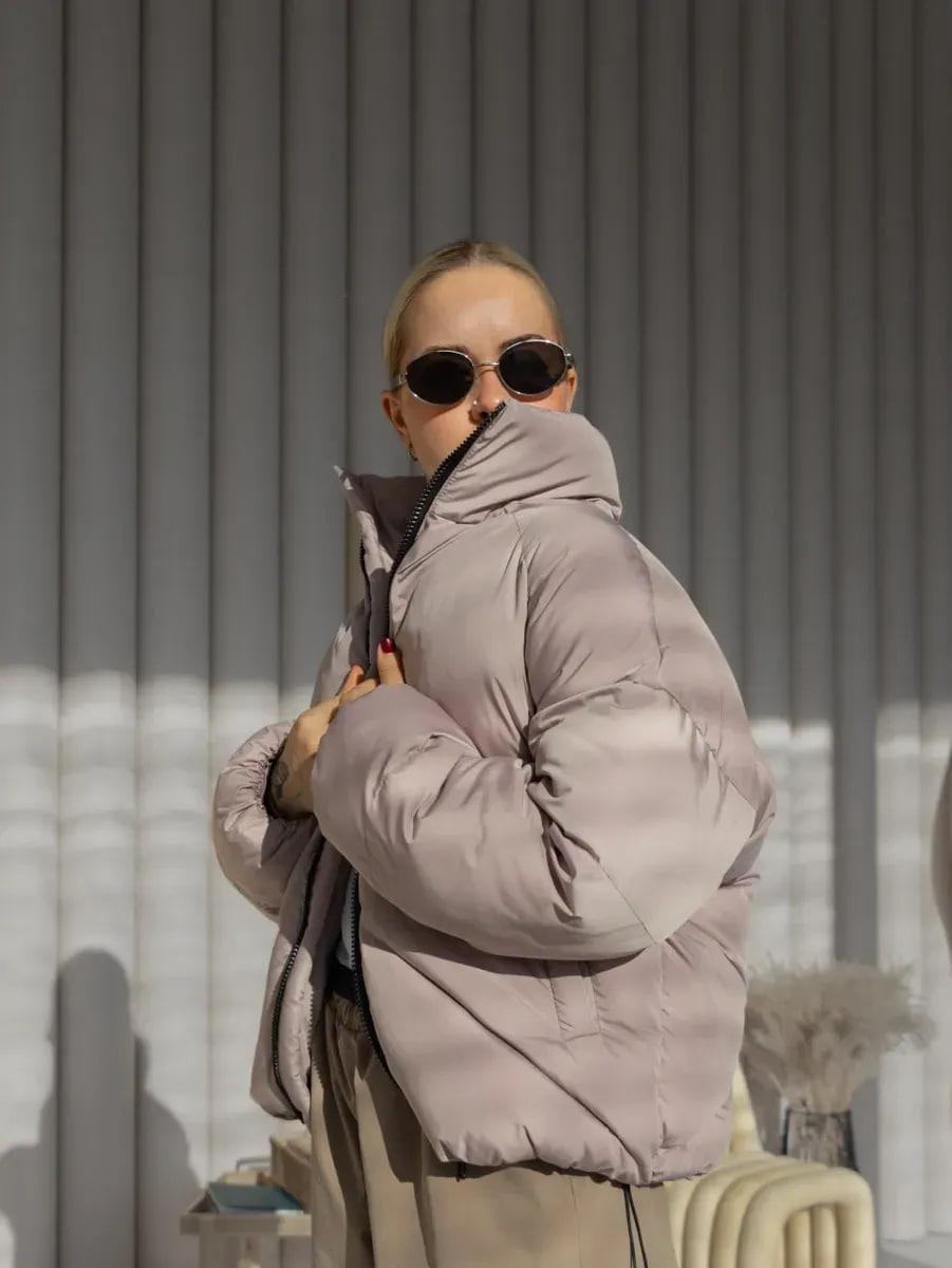 Пуховик жіночий Quadro зимовий до -15°С з капюшоном оверсайз L/XL Світло-сірий (26531/4/2) - фото 9