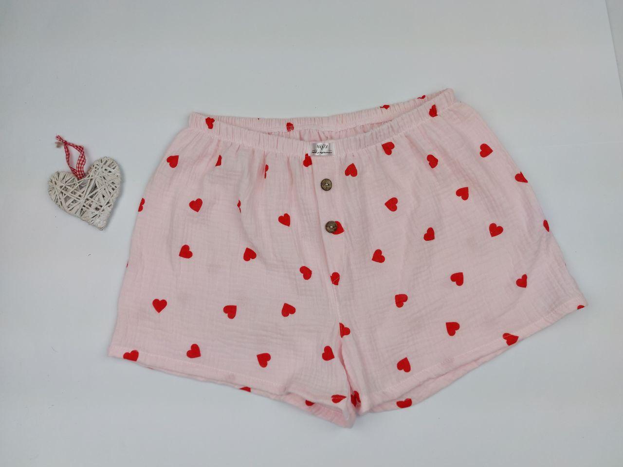 Трусы-шорты мужские смуслиновые красными сердечками Розовый (1188700542) - фото 3