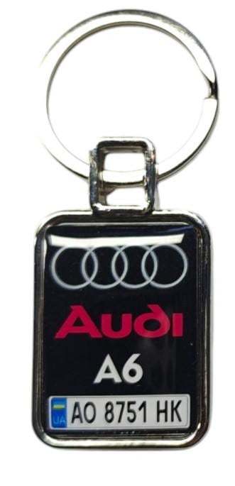 Брелок для автомобиля с государственным номером и текстом Audi двухсторонний (2479174559)