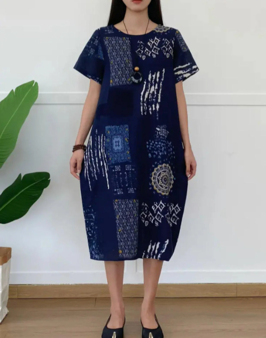 Сукня лляна М Синій (00207)