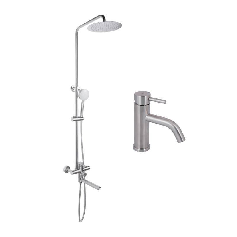 Душевая система Lidz Aria 10332 и смеситель для умывальника из нержавеющей стали (LDARI1033NKS46109)