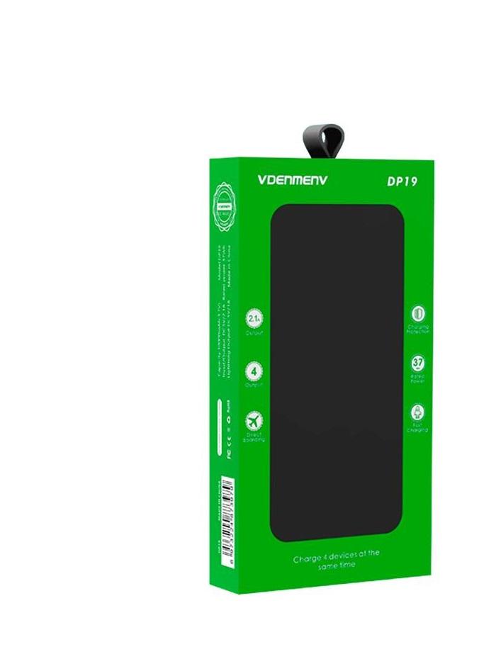 Повербанк Denmen DP19 Led power display вбудовані кабелі 10000 mAh 2,1 A Чорний (MOB-00-00911725) - фото 1