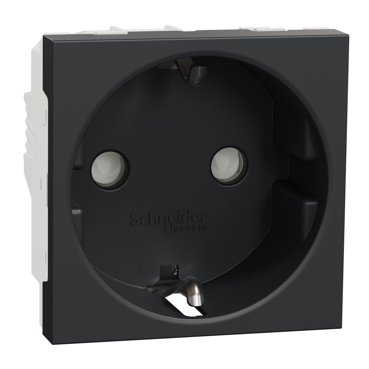 Розетка із заземленням Schneider Electric Unica New 16А з шторками Антрацит (NU303754)