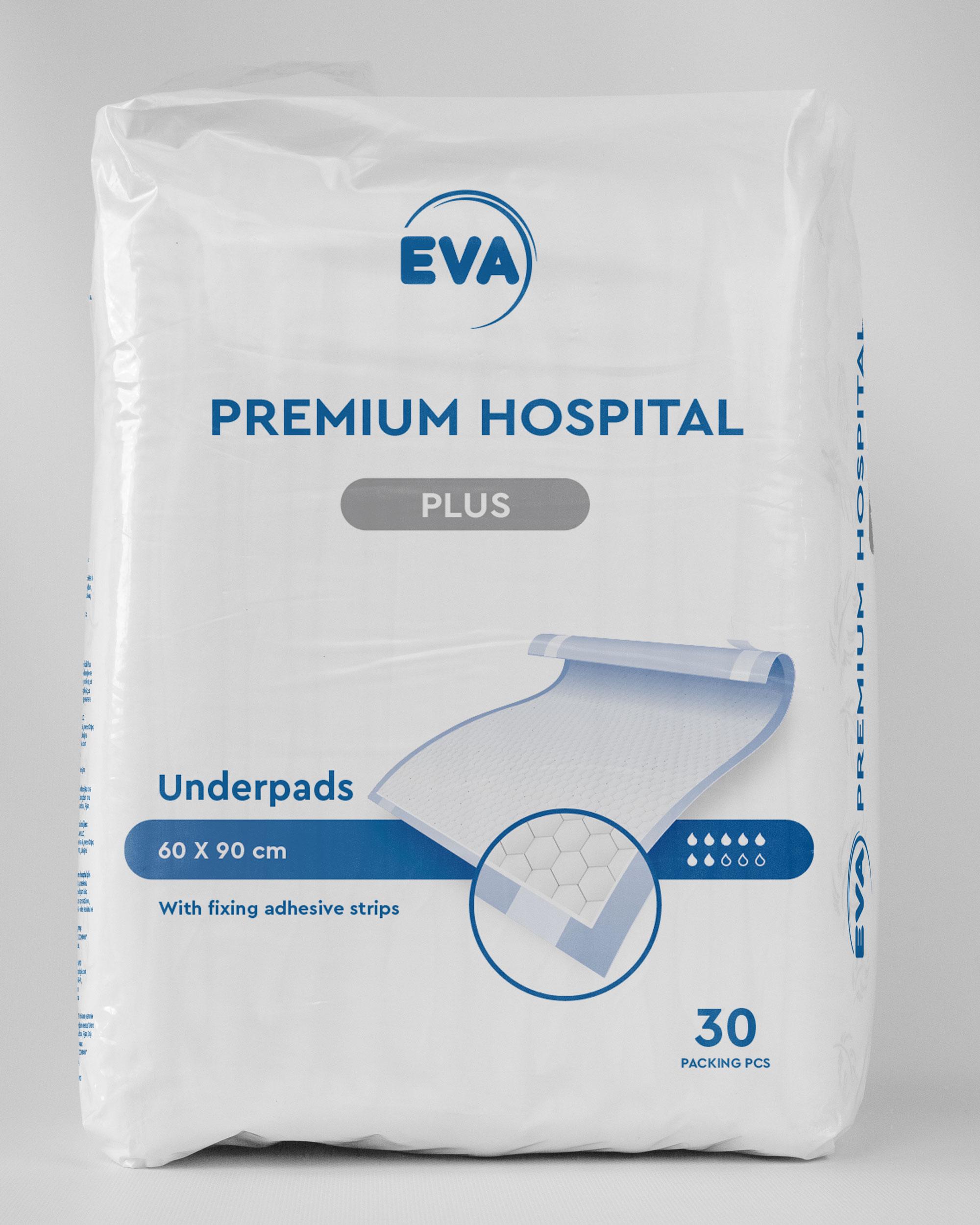 Пеленки EVA premium hospital Plus с клейкими лентами 60х90 см (26591620)