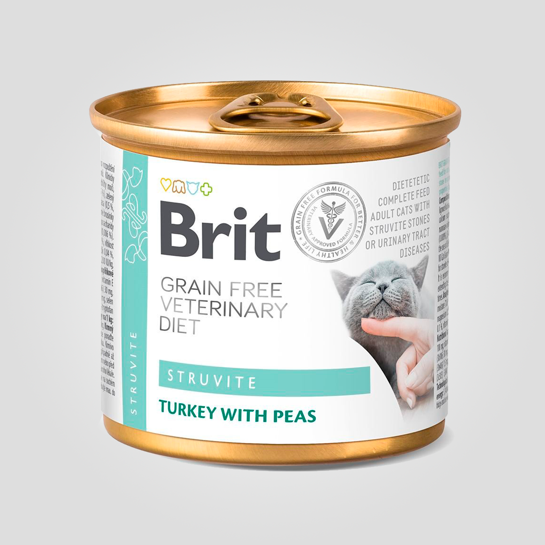 Корм влажный Brit VetDiet Struvite для кошек при мочекаменной болезни с индейкой и горохом 200 г (2182974187)