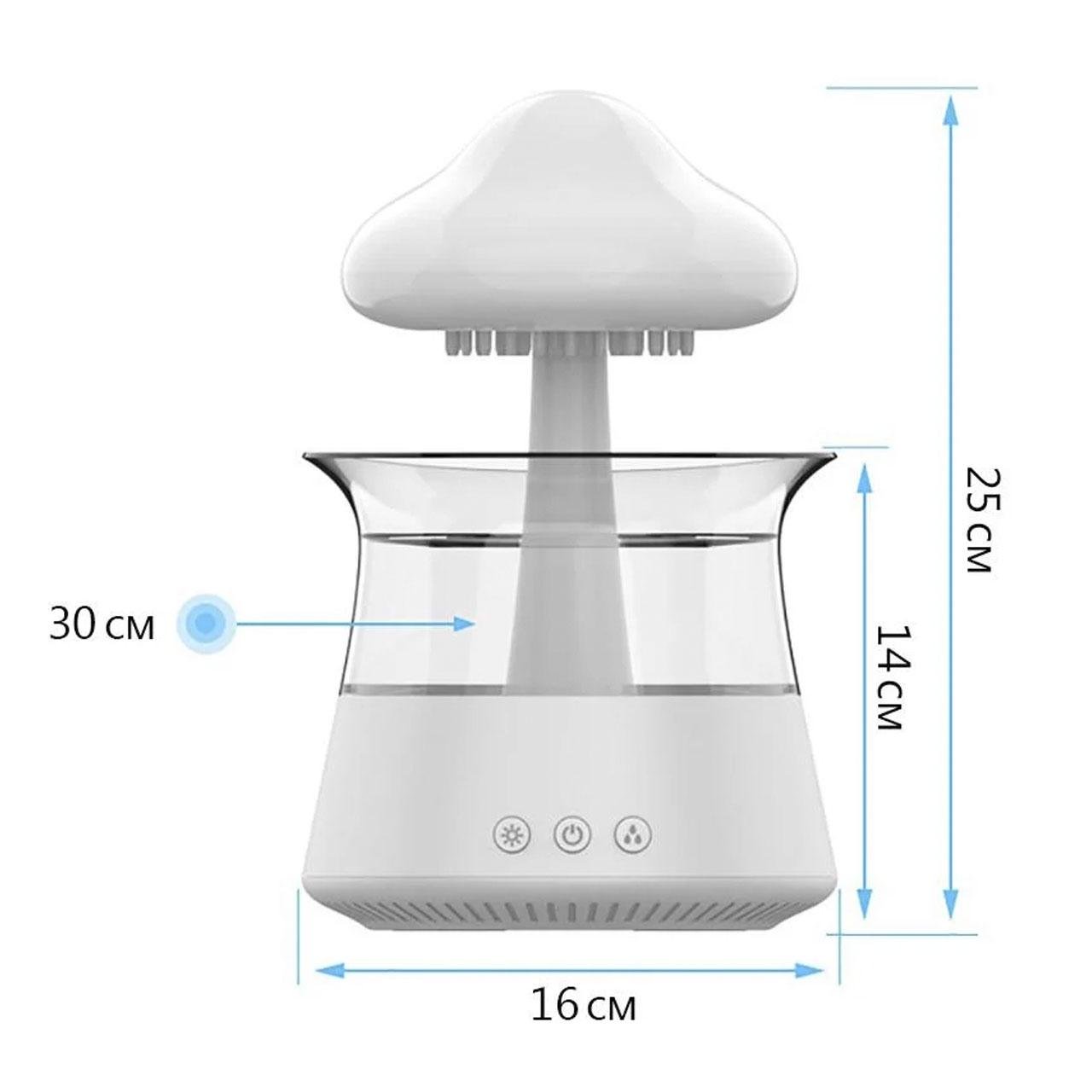 Зволожувач повітря Rainforest Гриб з ефектом дощу з підсвічуванням Білий (1801247) - фото 3